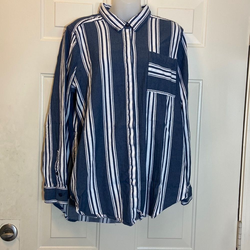 Liz Claiborne Style CowboyโWoman Top Stripe Blouse Size XL
